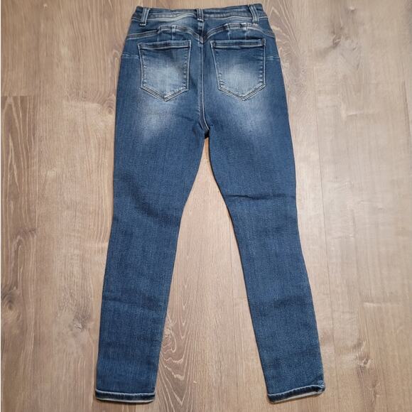 Wax Jeans Butt I Love You 7 Jr Distressed Skinny Jeans Cuffed Ankle Skater Punk - Picture 5 of 9